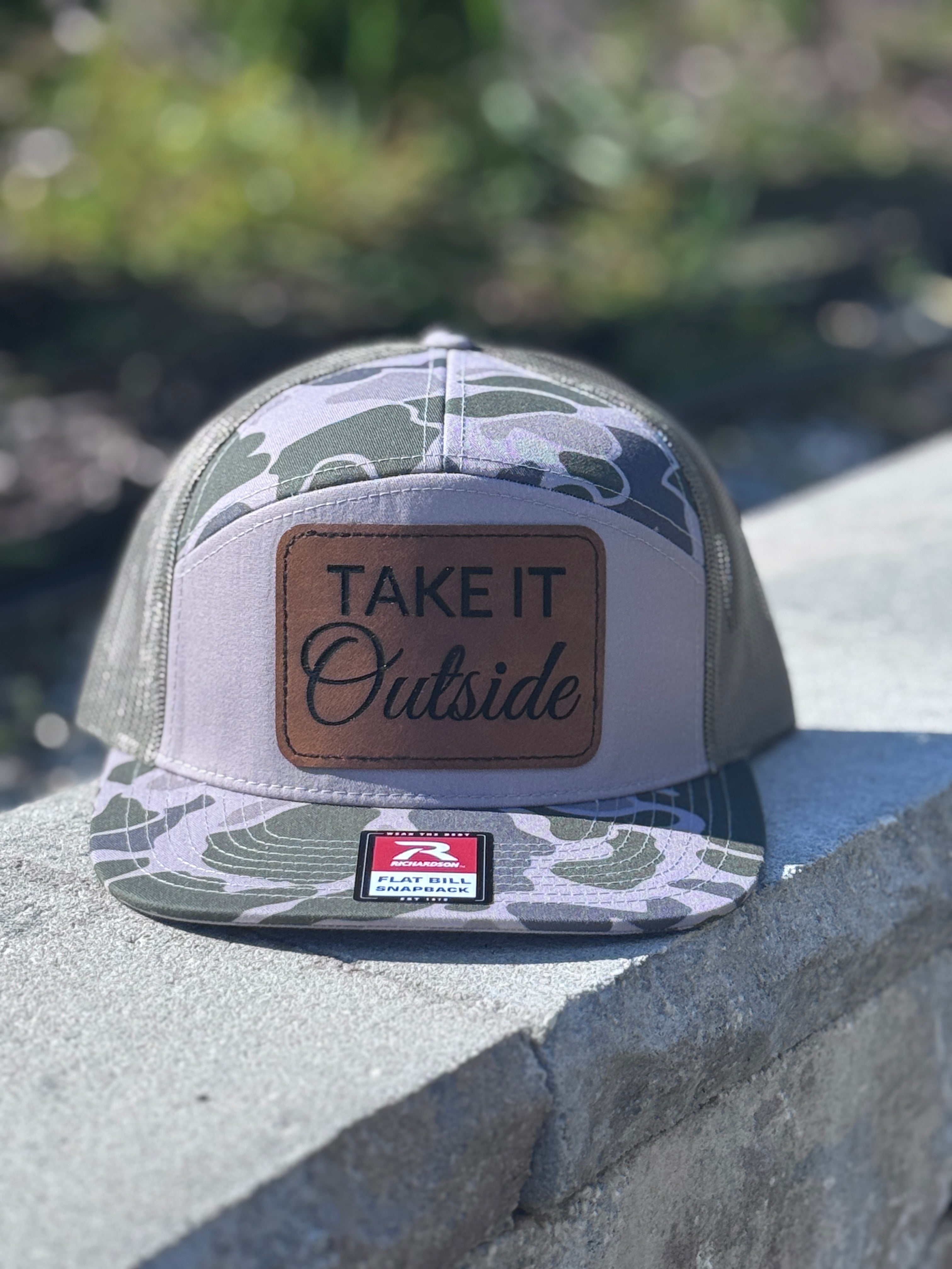 Take It Outside – 7-Panel Flat Bill Marsh Camo Hat