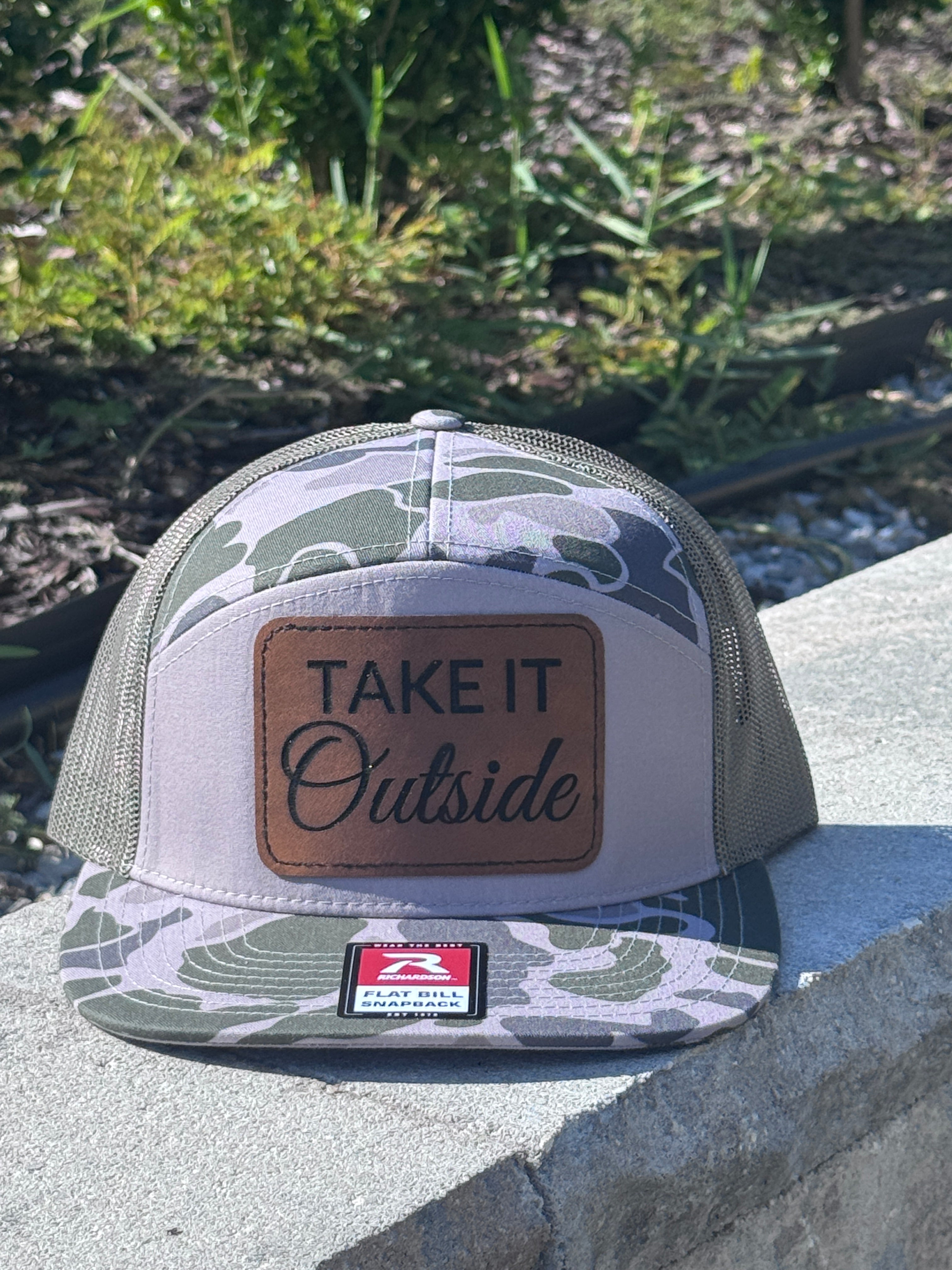 Take It Outside – 7-Panel Flat Bill Marsh Camo Hat