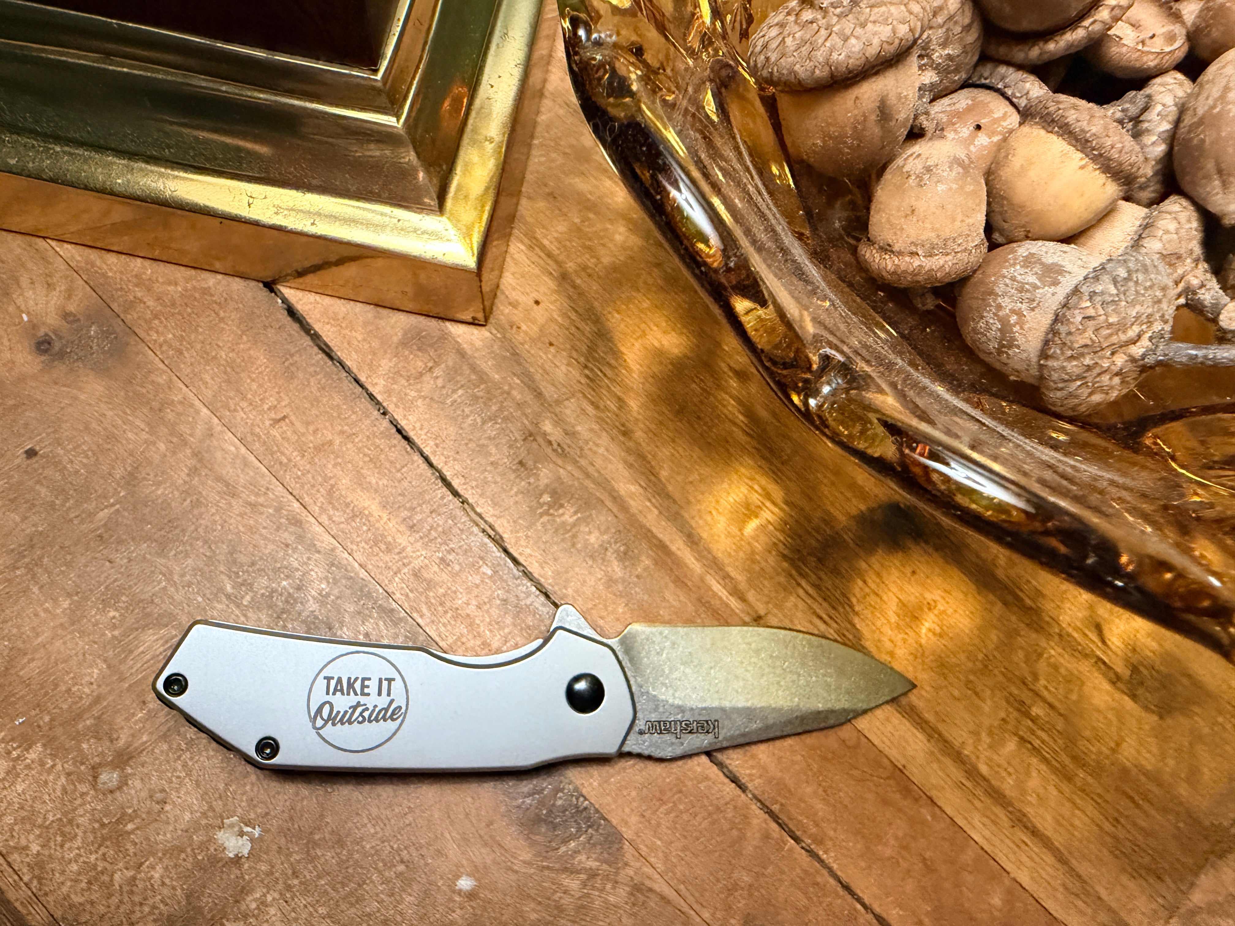 “Take It Outside” Assisted Opening Pocketknife – Stonewash Stainless EDC Knife