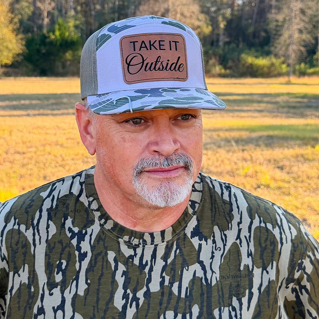 Take It Outside – 7-Panel Flat Bill Marsh Camo Hat