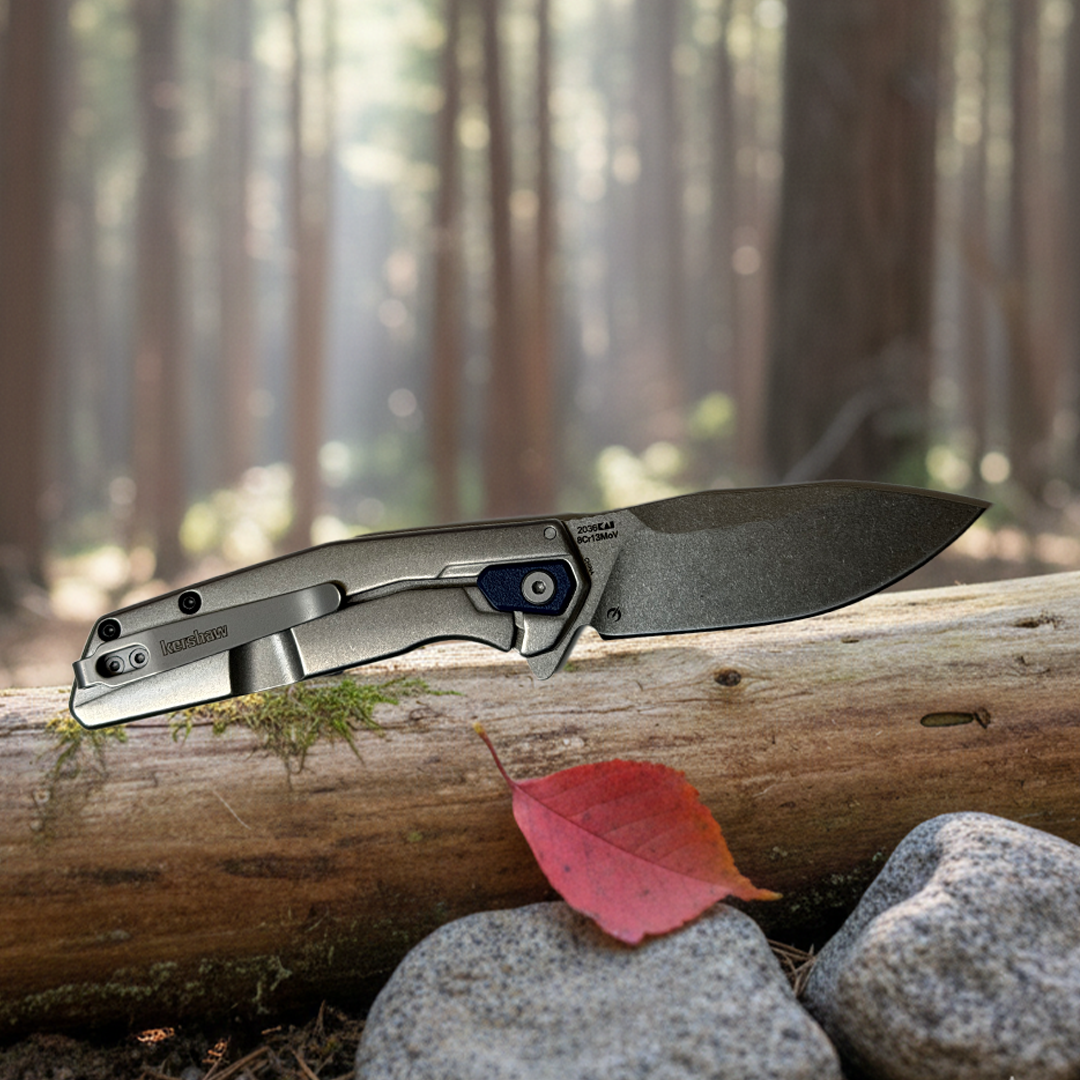 HF Outdoors Blue Assisted-Open Folding Knife – 3.25" Stonewash Blade, 8Cr13MoV Steel